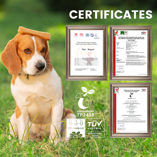 SUPERBIO Handle Tie Dog Poop Bags,12 Rolls,180 Bags, Extra Thick and Strong, BPI(for use in Canada only) OK compost INDUSTRIAL.