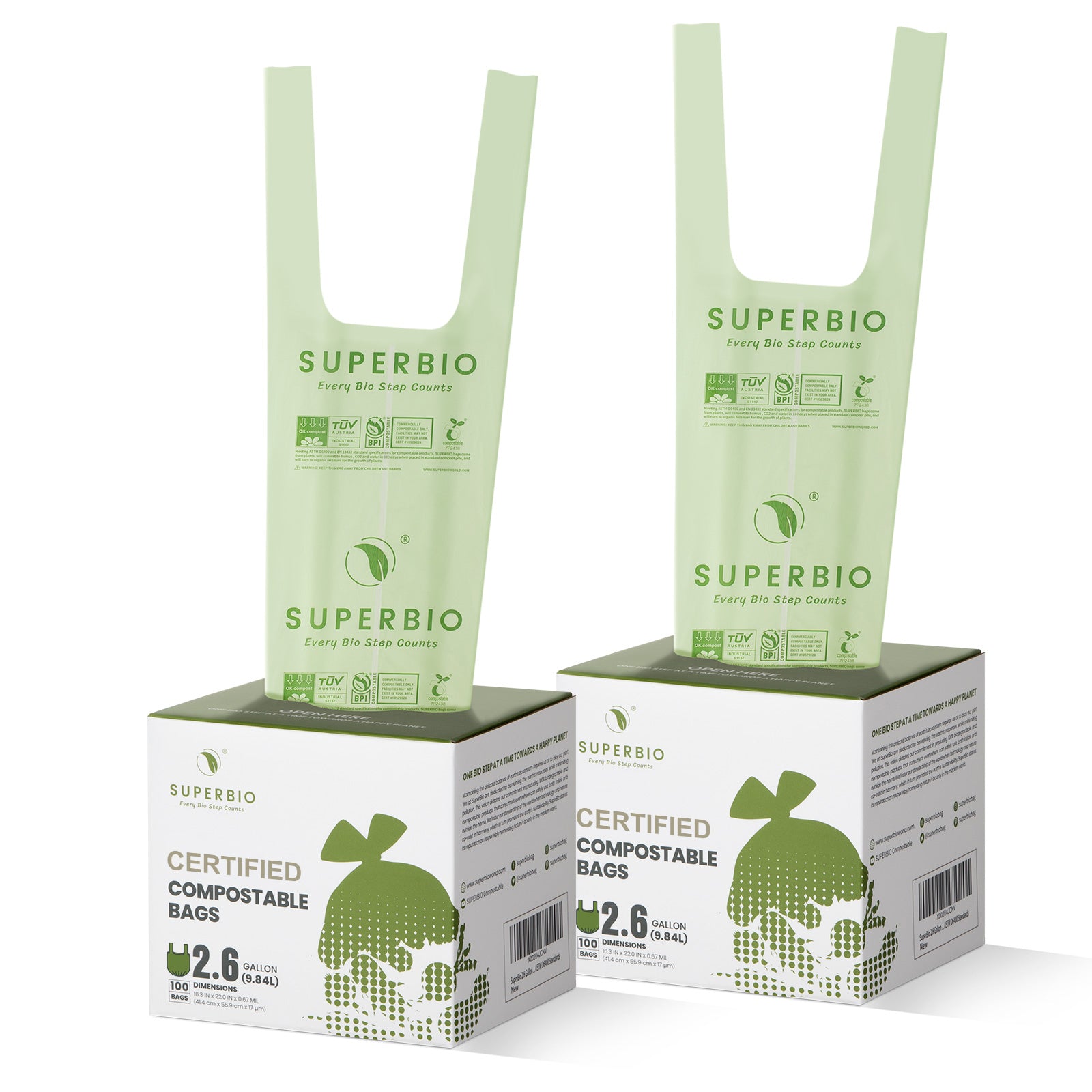Strongest 2.6 Gal Compostable Bags| BPI Certified-SUPERBIO®