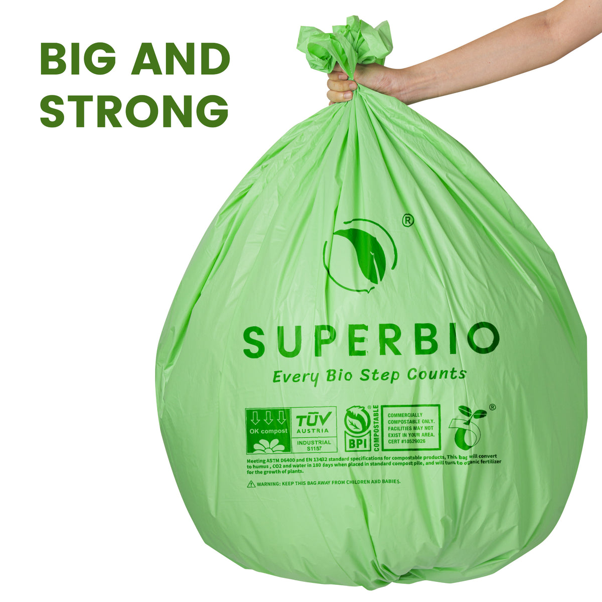 64 Gal Compostable & Biodegradble Garbage Bags | Bulk Pack