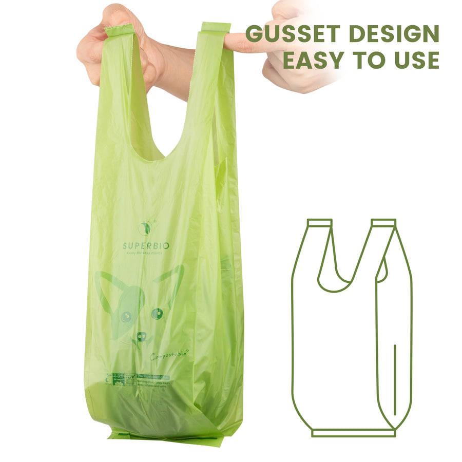 SUPERBIO Compostable Dog Poop Bags, 180 Counts, 12 Rolls