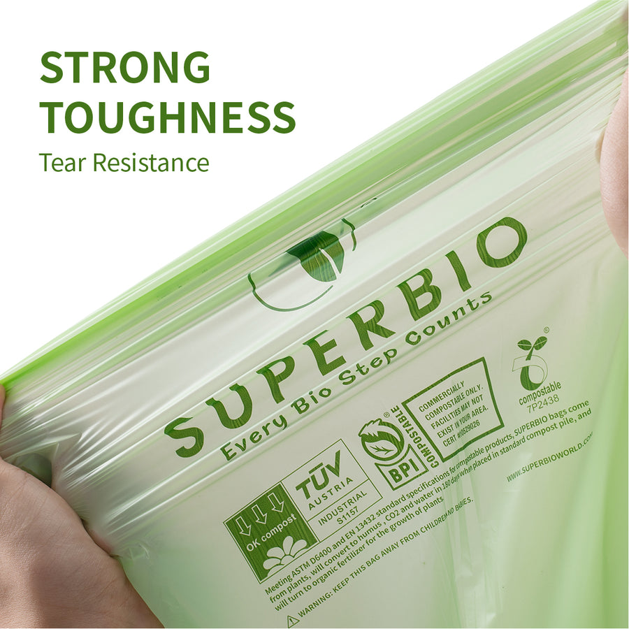 13 Gallon Compostable Tall Kitchen Garbage Bags, 50 counts, Flat Top, 2-Pack