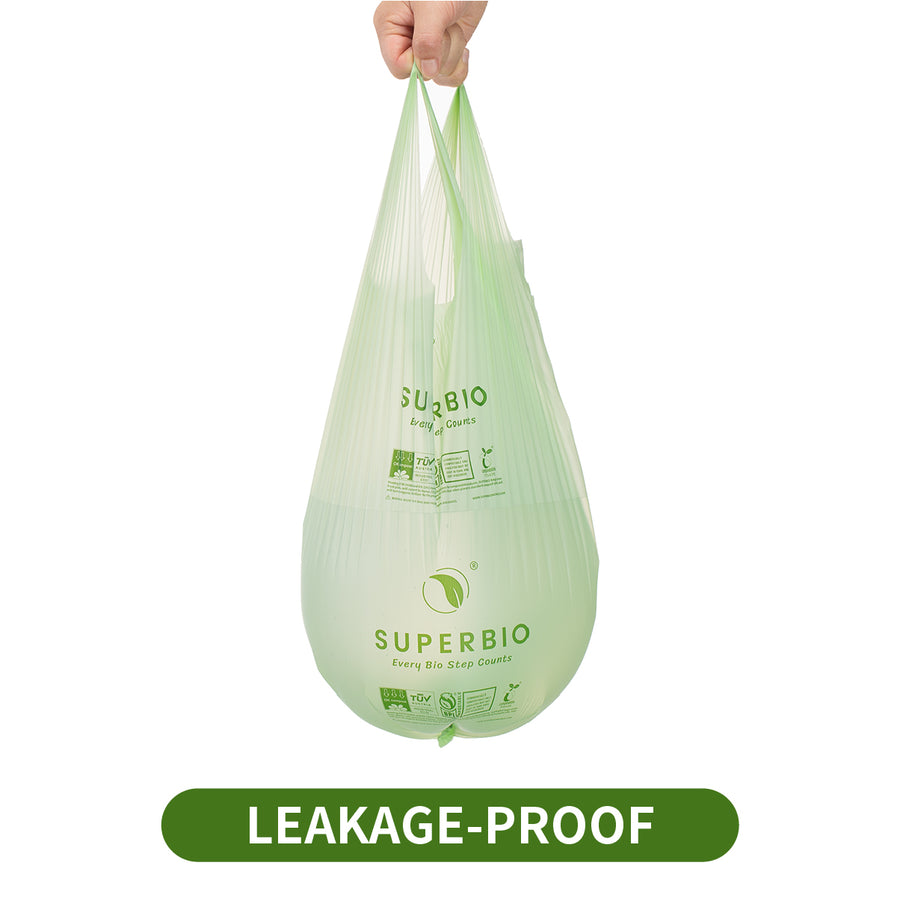 13 Gallon Compostable Handle Tie Heavy Duty Garbage Bags, 30 Count, 2-Pack