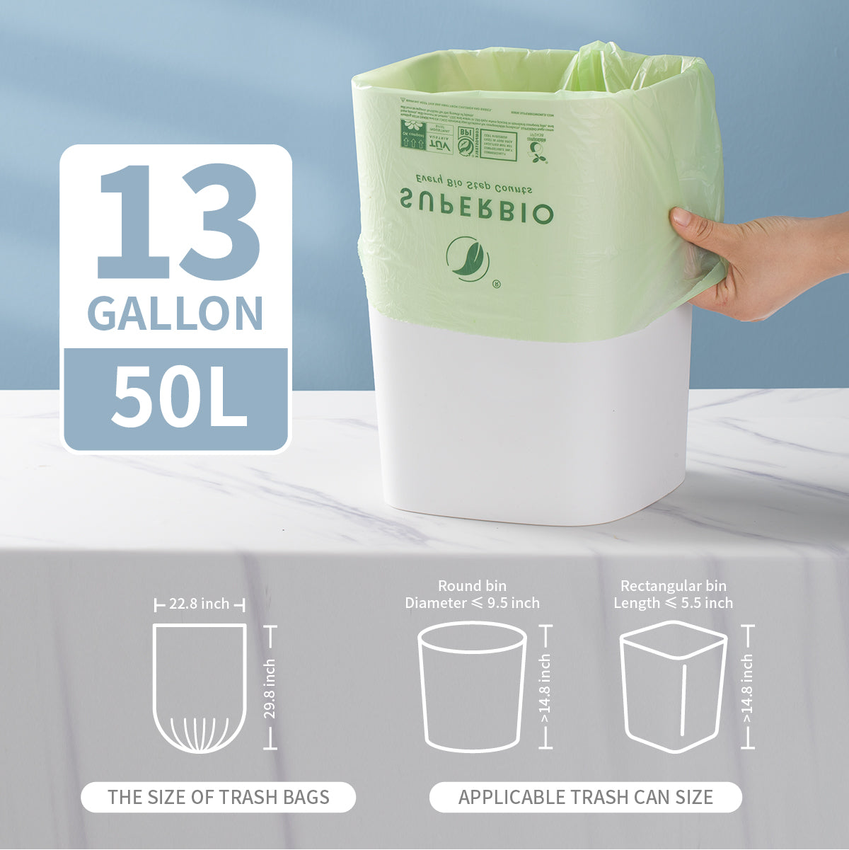 Compostable* 13-Gallon Trash Bags