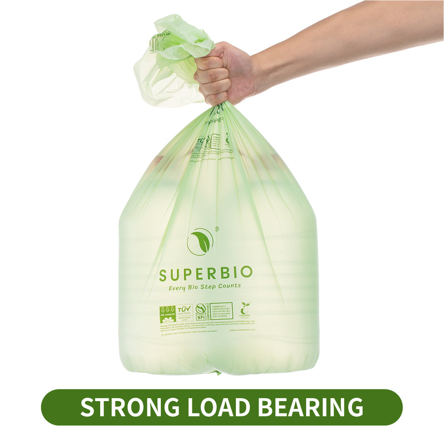 13 Gallon Compostable Tall Kitchen Garbage Bags, 50 counts, Flat Top, 2-Pack