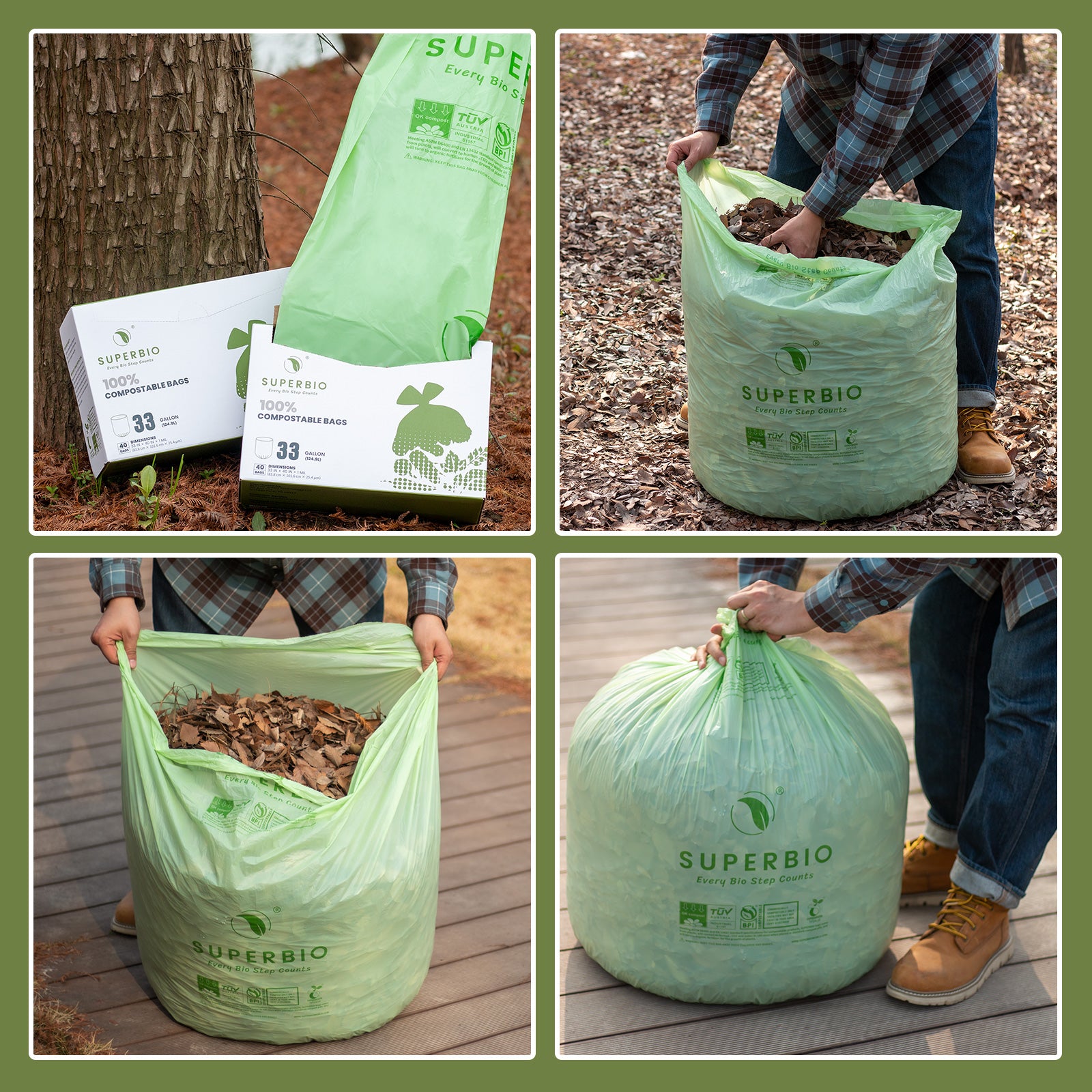 33 Gallon Compostable Trash Bags, 20 Bags