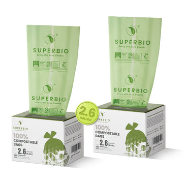 2.6 Gallon Biodegradable Food Scrap Bags, 100 Count, Flat Top, 2-Pack