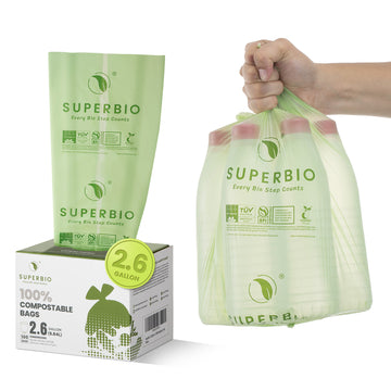 2.6 Gallon Compostable Food Scrap Bags, 100 Count, Flat Top