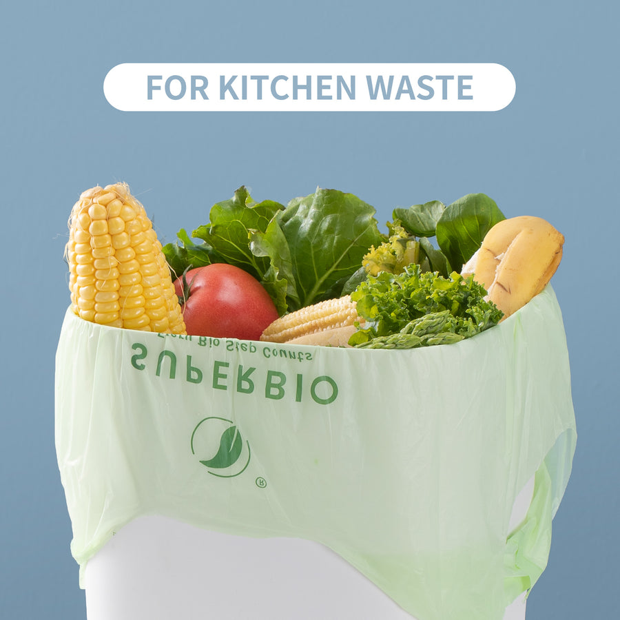 1.6 Gallon Compostable Food Scrap Bags, 50 Count, Handle tie Bags