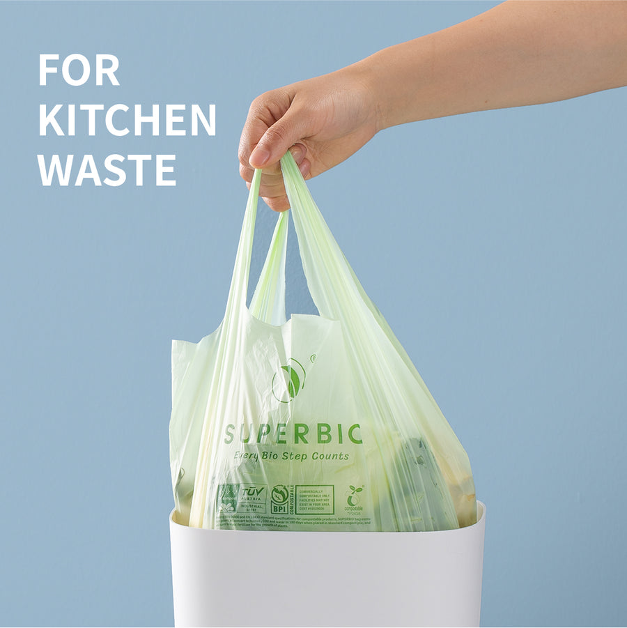3 Gallon Compostable Food Scrap Bags, 80 Count, Handle tie Bags