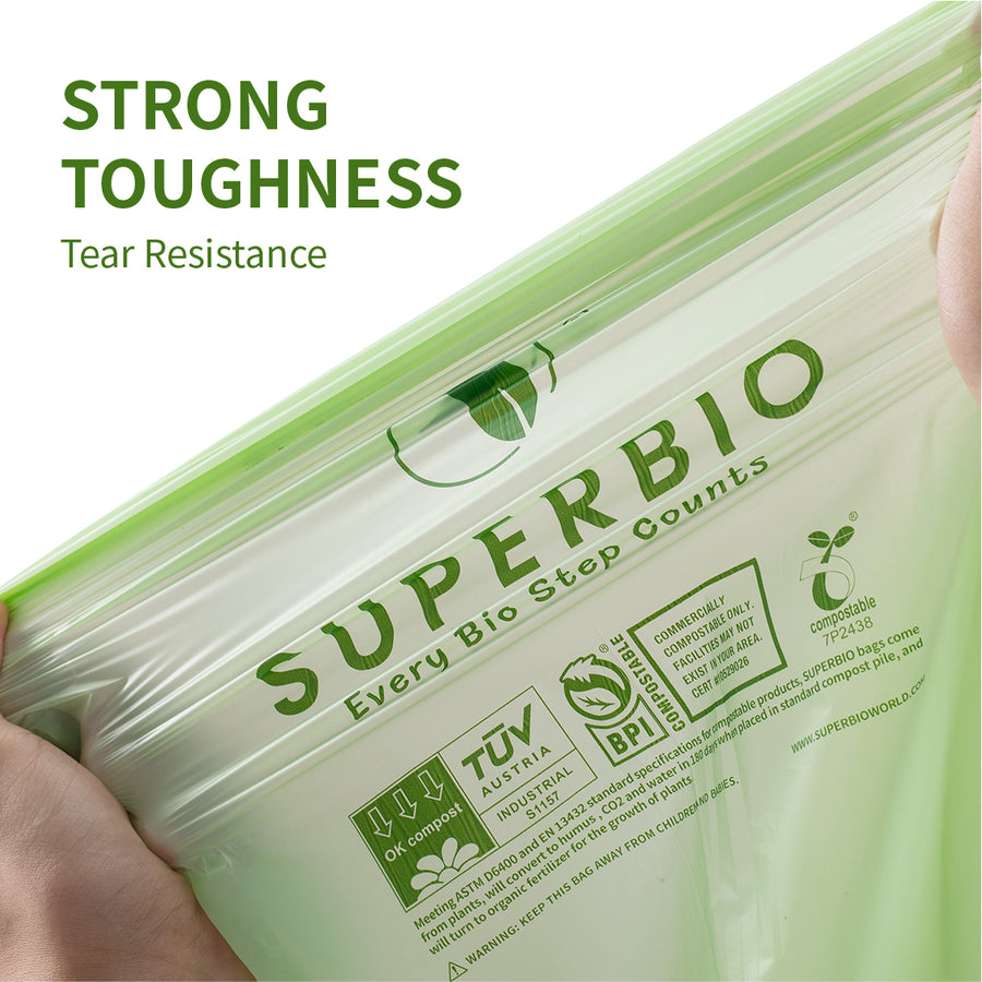 2.6 Gallon Compostable Food Scrap Bags, 100 Count, Flat Top
