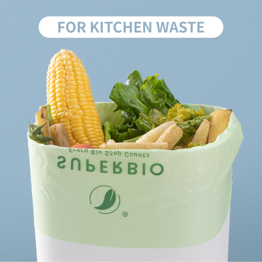 2.6 Gallon Compostable Food Scrap Bags, 100 Count, Flat Top