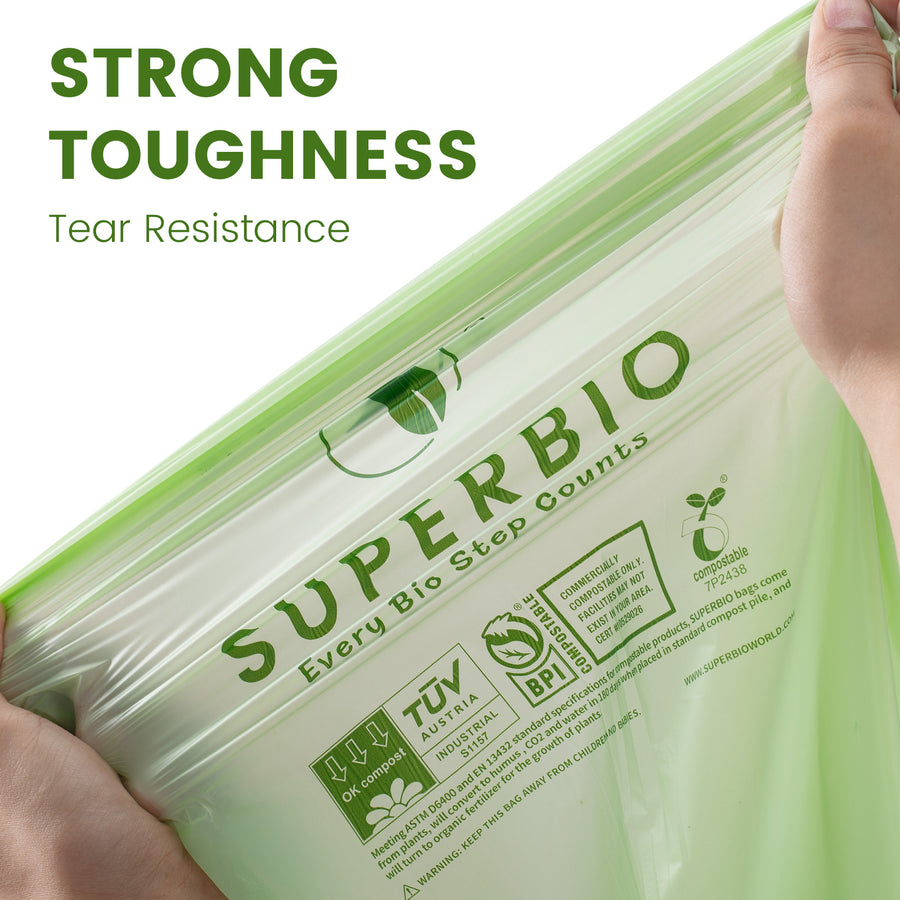 33 Gallon Compostable Food Scrap Bags, 40 Count, Flat top Bags