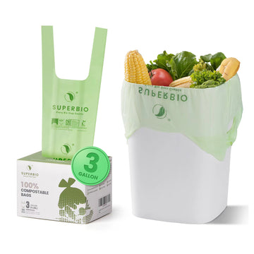 3 Gallon Compostable Food Scrap Bags, 80 Count, Handle tie Bags