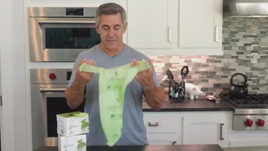3 Gallon Compostable Food Scrap Bags, 80 Count, Handle tie Bags