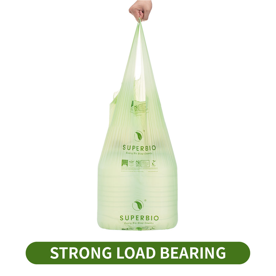 13 Gallon Compostable Handle Tie Heavy Duty Garbage Bags, 30 Count, 2-Pack