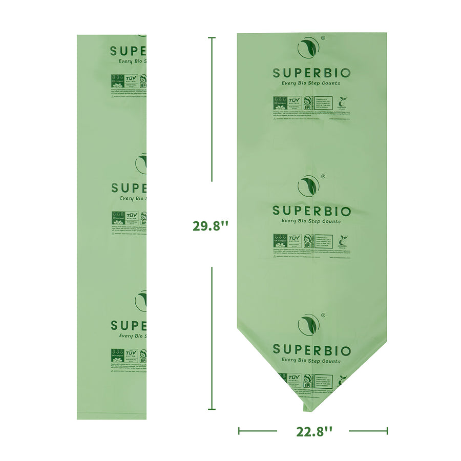 13 Gallon Compostable Tall Kitchen Trash Bags, 50 counts, Flat Top