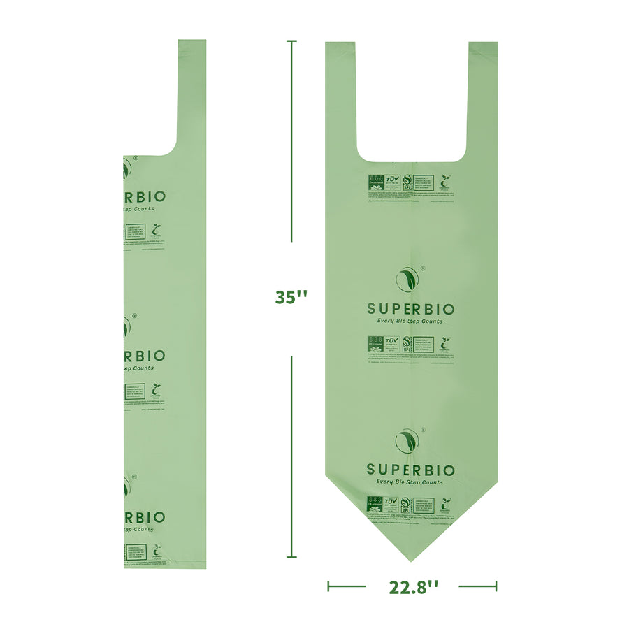 13 Gallon Compostable Handle Tie Heavy Duty Garbage Bags, 30 Count, 2-Pack